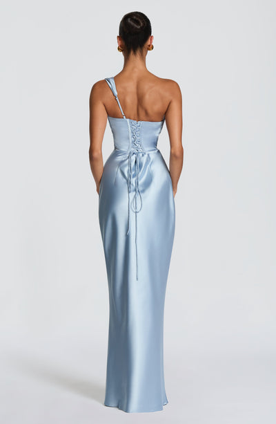 Leni | Robe de soirée satinée ajustée à une épaule pour femmes