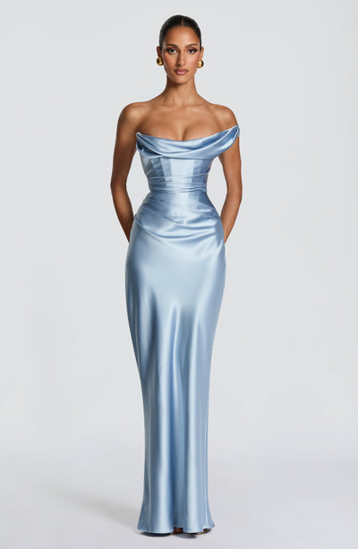 Leni | Robe de soirée satinée ajustée à une épaule pour femmes