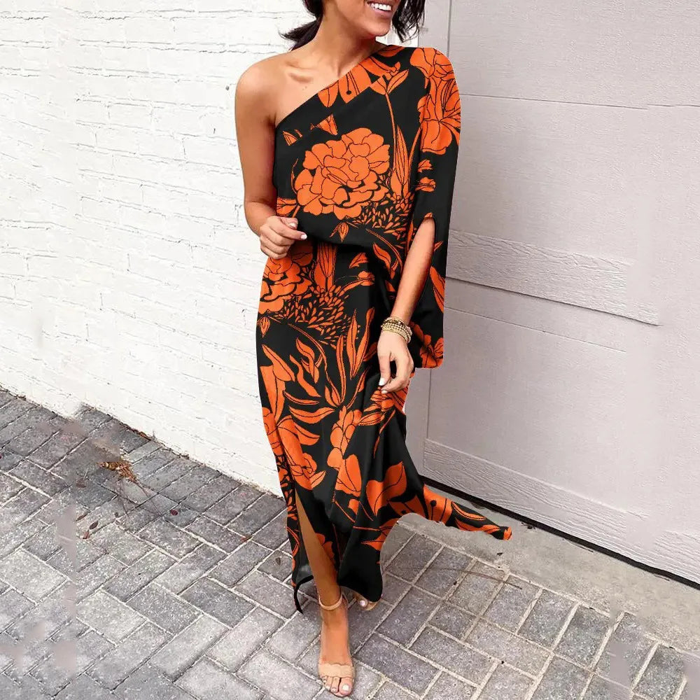 Leonie | Robe Maxi Imprimé Fleurs À Une Épaule pour Femmes