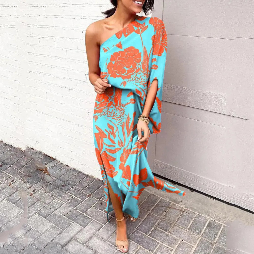Leonie | Robe Maxi Imprimé Fleurs À Une Épaule pour Femmes