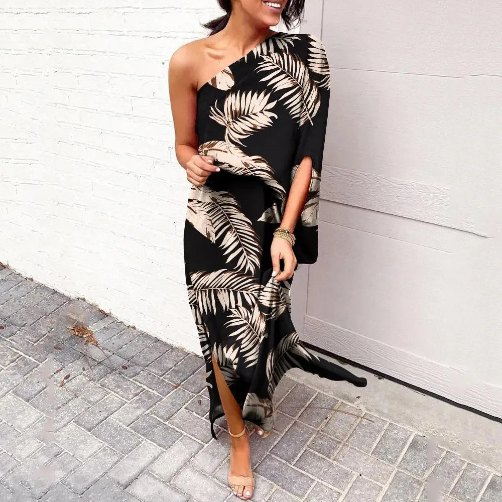 Leonie | Robe Maxi Imprimé Fleurs À Une Épaule pour Femmes