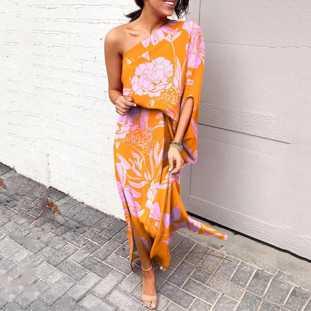 Leonie | Robe Maxi Imprimé Fleurs À Une Épaule pour Femmes