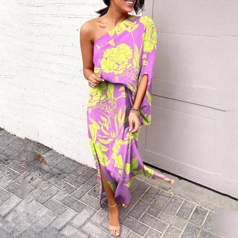 Leonie | Robe Maxi Imprimé Fleurs À Une Épaule pour Femmes