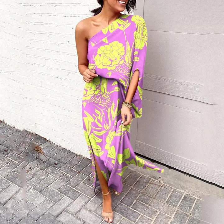 Leonie | Robe Maxi Imprimé Fleurs À Une Épaule pour Femmes