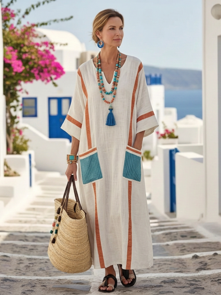 Lieselotte | Robe Maxi à Manches Longues avec Décolleté en V