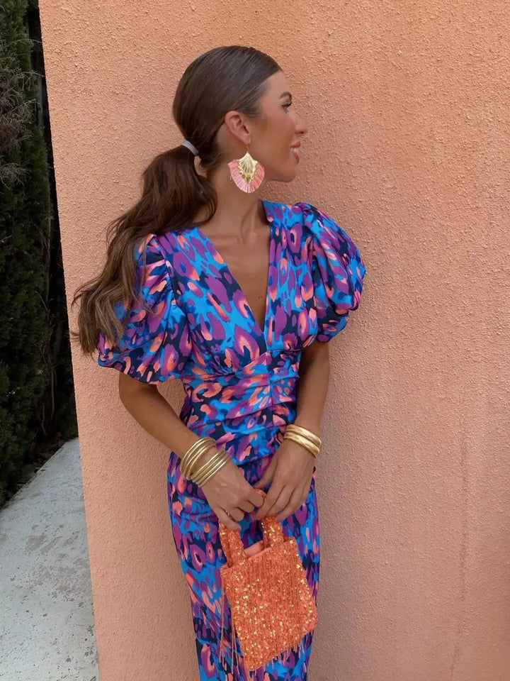 Giada  | Robe midi colorée plissée