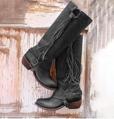 Emily - Bottes western pour femmes avec franges et talon bloc