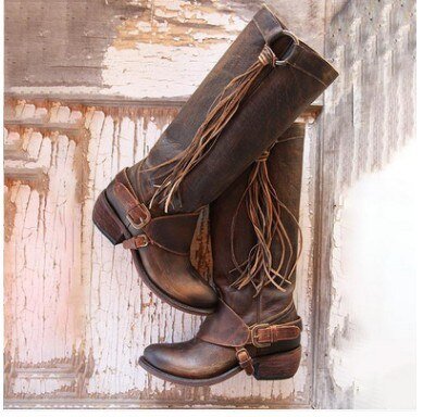 Emily - Bottes western pour femmes avec franges et talon bloc