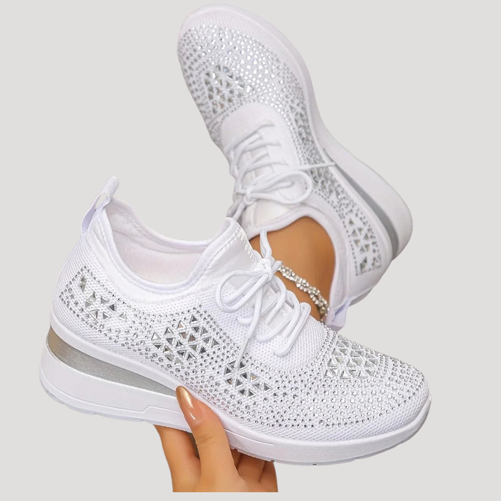 Lirenne | Baskets à paillettes pour femmes avec strass et semelle compensée