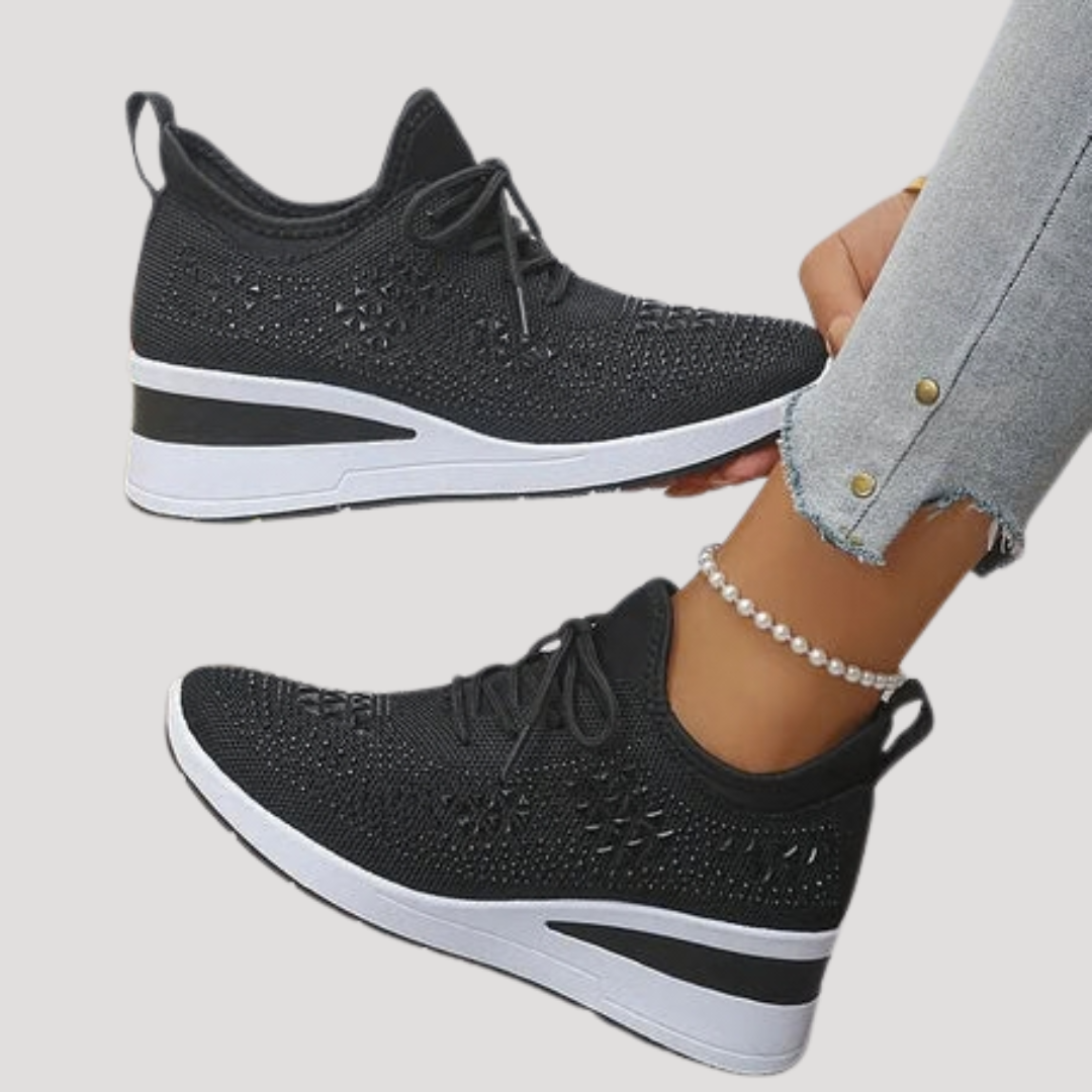 Lirenne | Baskets à paillettes pour femmes avec strass et semelle compensée