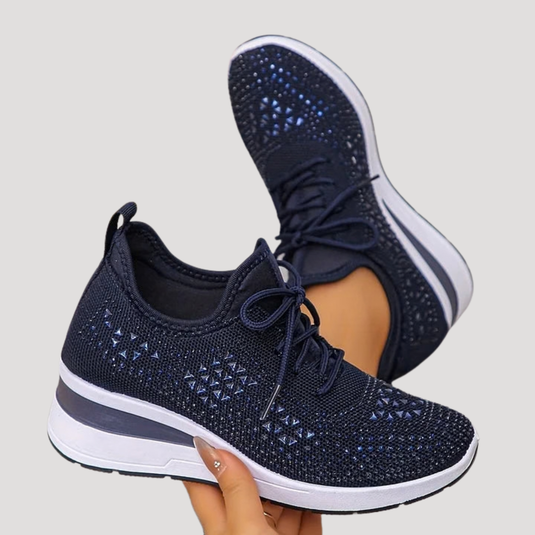 Lirenne | Baskets à paillettes pour femmes avec strass et semelle compensée