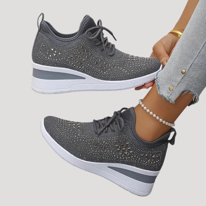 Lirenne | Baskets à paillettes pour femmes avec strass et semelle compensée