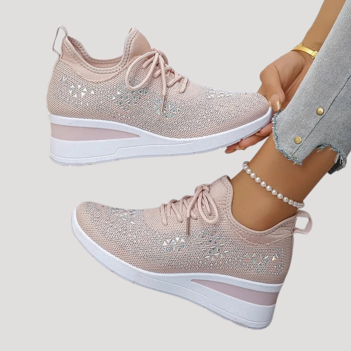Lirenne | Baskets à paillettes pour femmes avec strass et semelle compensée