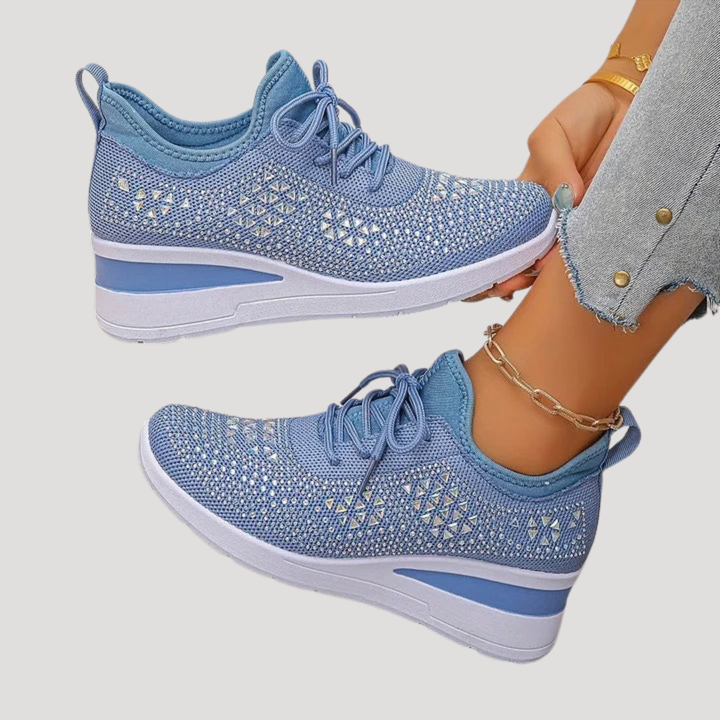 Lirenne | Baskets à paillettes pour femmes avec strass et semelle compensée