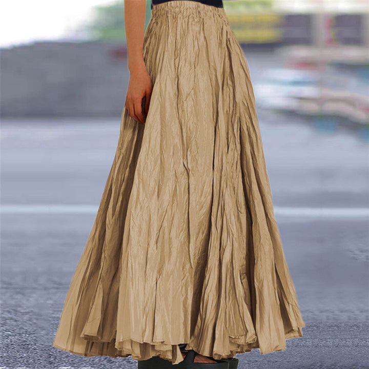 Lisanne | Jupe Maxi A-Ligne Femme Plissée Taille Élastique