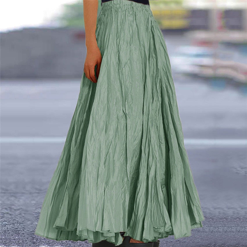 Lisanne | Jupe Maxi A-Ligne Femme Plissée Taille Élastique