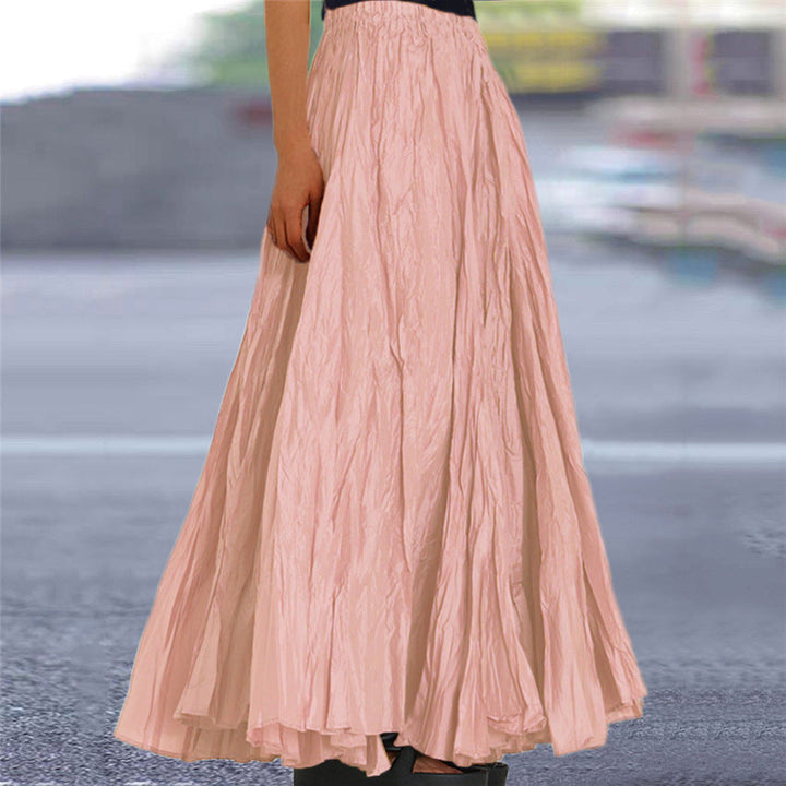 Lisanne | Jupe Maxi A-Ligne Femme Plissée Taille Élastique