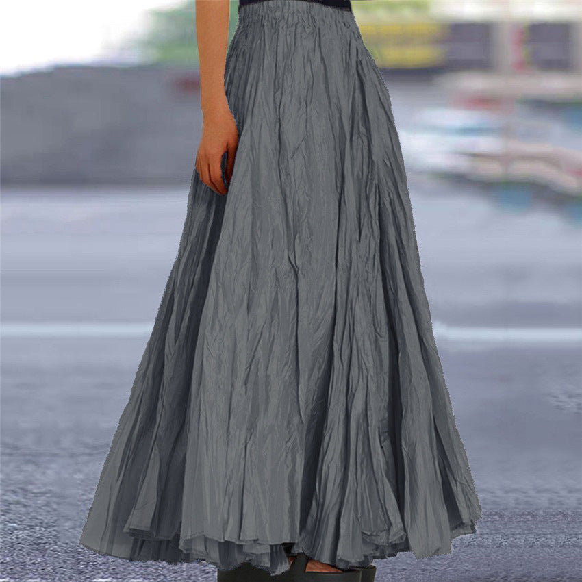 Lisanne | Jupe Maxi A-Ligne Femme Plissée Taille Élastique
