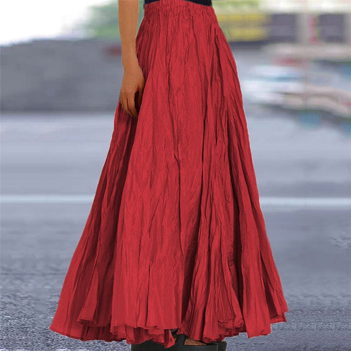 Lisanne | Jupe Maxi A-Ligne Femme Plissée Taille Élastique
