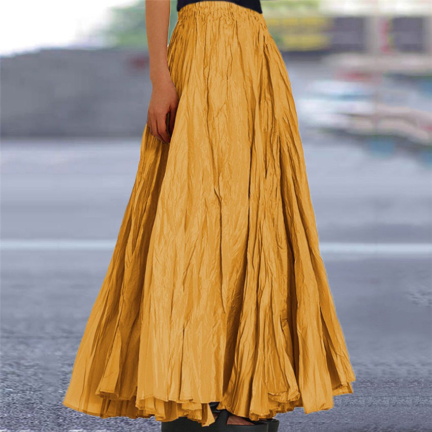 Lisanne | Jupe Maxi A-Ligne Femme Plissée Taille Élastique