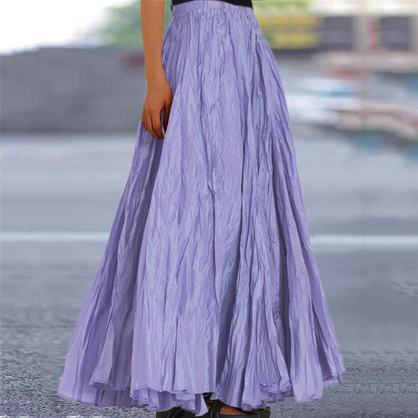 Lisanne | Jupe Maxi A-Ligne Femme Plissée Taille Élastique