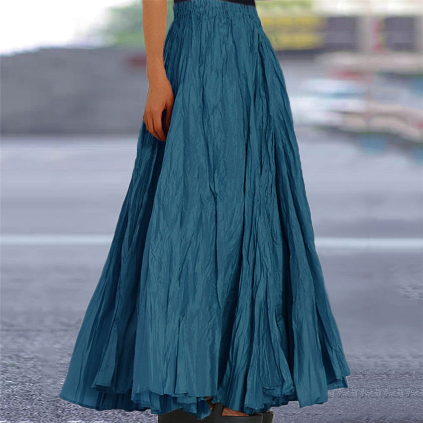 Lisanne | Jupe Maxi A-Ligne Femme Plissée Taille Élastique