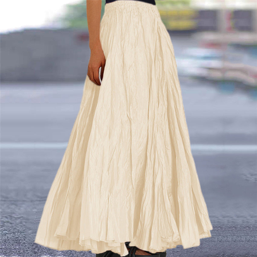 Lisanne | Jupe Maxi A-Ligne Femme Plissée Taille Élastique