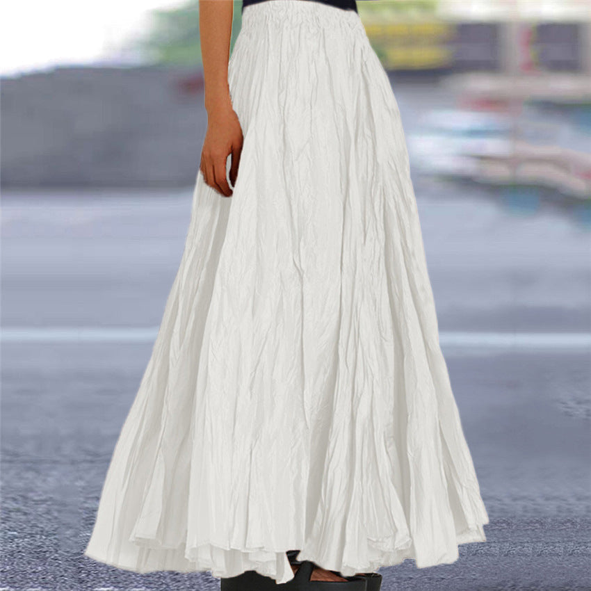 Lisanne | Jupe Maxi A-Ligne Femme Plissée Taille Élastique