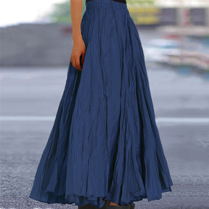 Lisanne | Jupe Maxi A-Ligne Femme Plissée Taille Élastique