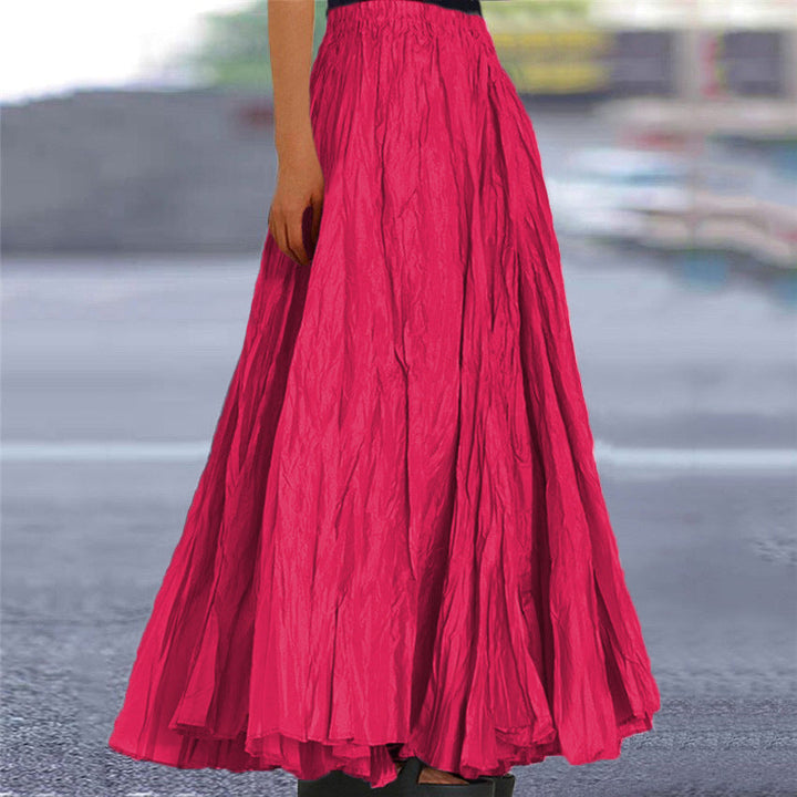 Lisanne | Jupe Maxi A-Ligne Femme Plissée Taille Élastique