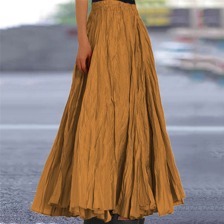 Lisanne | Jupe Maxi A-Ligne Femme Plissée Taille Élastique