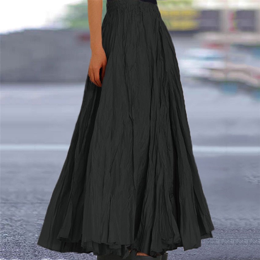 Lisanne | Jupe Maxi A-Ligne Femme Plissée Taille Élastique