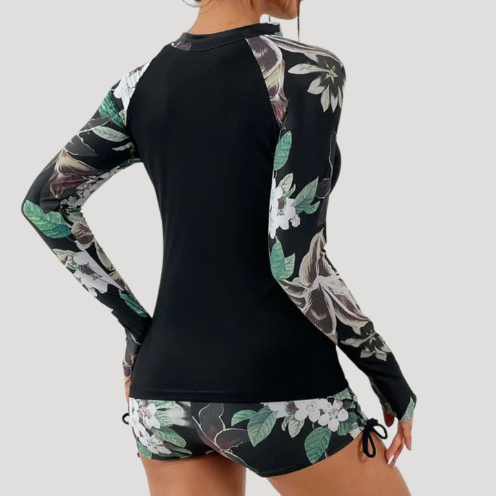 Lysandra | Ensemble de maillot de bain à fleurs à manches longues pour femmes