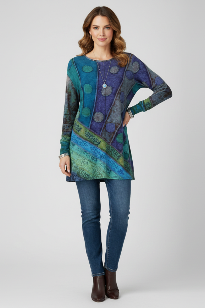 Magdalena | Tunique à manches longues pour femmes avec motif patchwork