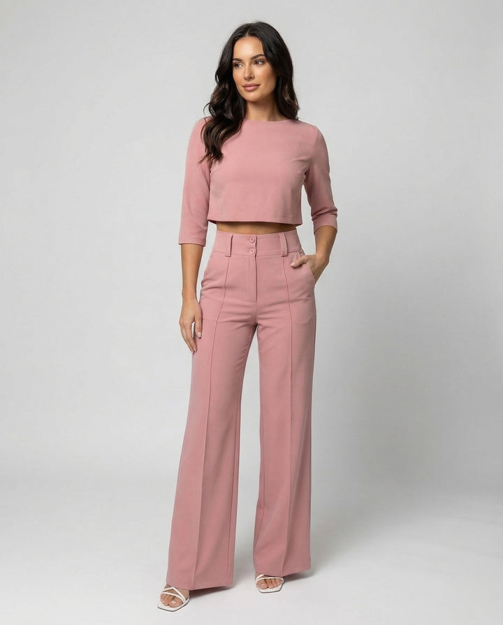 Maiken | Ensemble Femme Top Court Pantalon Large