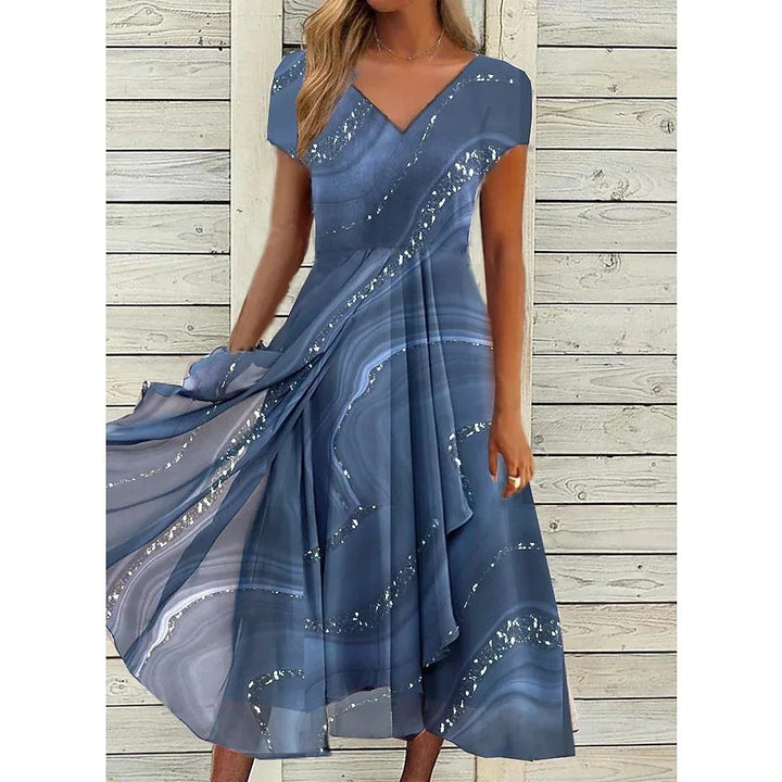 MAYLORA™ | Robe midi à décolleté en V avec design en spirale