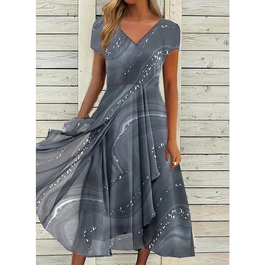 MAYLORA™ | Robe midi à décolleté en V avec design en spirale