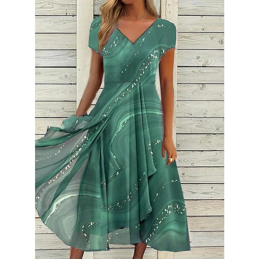 MAYLORA™ | Robe midi à décolleté en V avec design en spirale