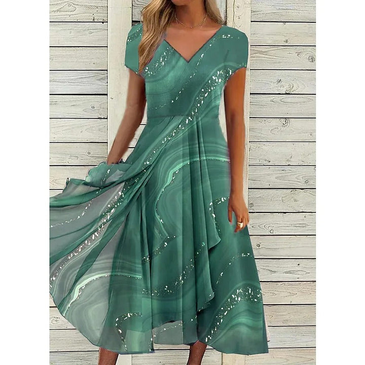 MAYLORA™ | Robe midi à décolleté en V avec design en spirale