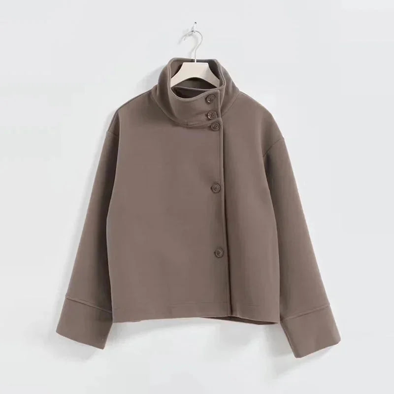 Yvonne | Manteau Court Femme à Boutonnage et Col Montant – Manteau Court Moderne 2026