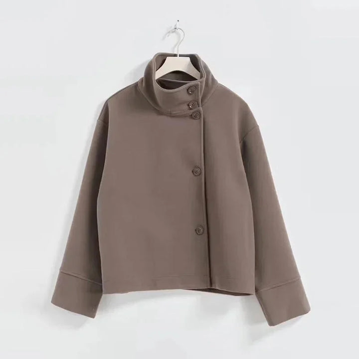 Yvonne | Manteau Court Femme à Boutonnage et Col Montant – Manteau Court Moderne 2026