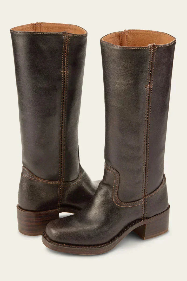 Manuela | Bottes en cuir à talon bloc pour femmes