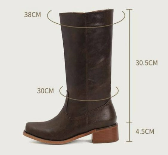 Manuela | Bottes en cuir à talon bloc pour femmes
