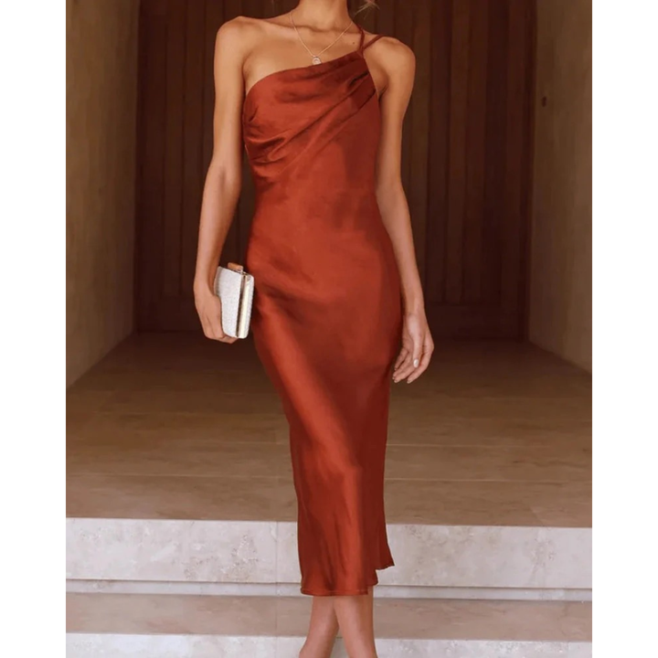 Marlene | Robe de soirée satin à une épaule pour femmes