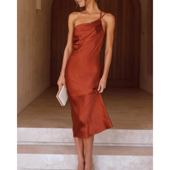 Marlene | Robe de soirée satin à une épaule pour femmes