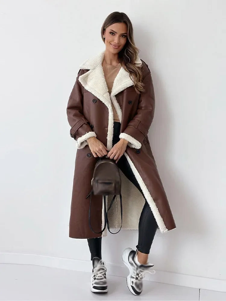 Martina | Manteau Long Boutonné Doublé pour Femmes