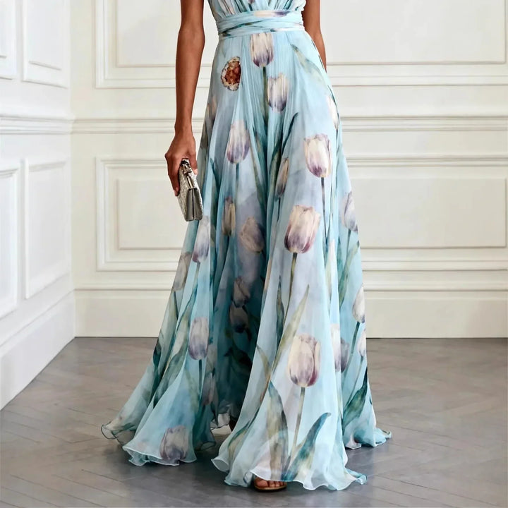 Mathilde | Robe maxi à décolleté en V pour femmes avec motif floral