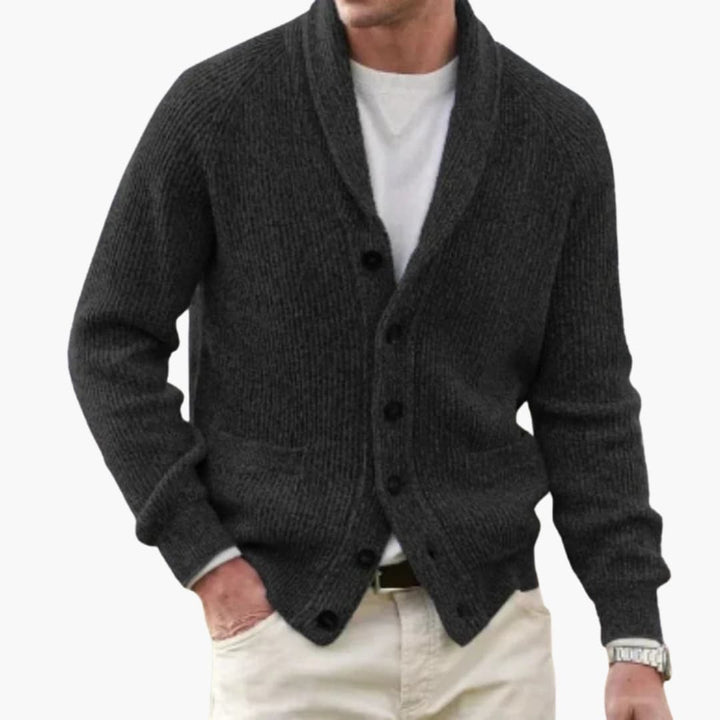 Matteo | Veste en tricot à col châle pour hommes avec boutons