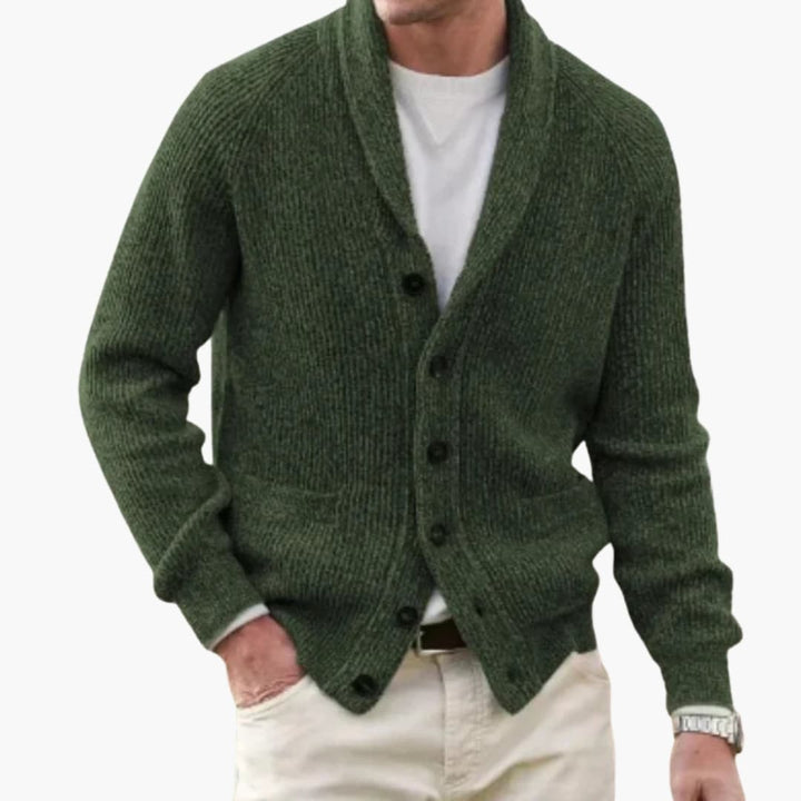 Matteo | Veste en tricot à col châle pour hommes avec boutons