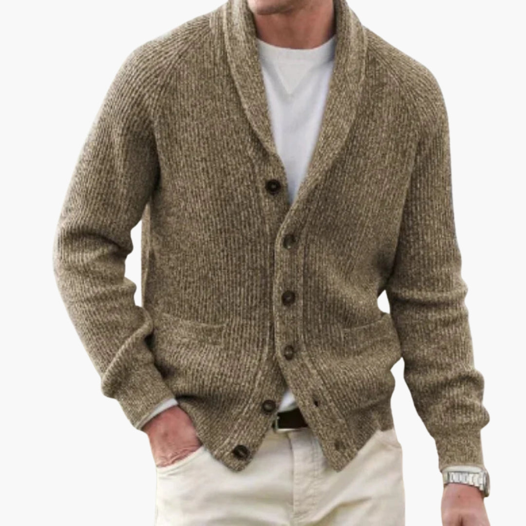 Matteo | Veste en tricot à col châle pour hommes avec boutons